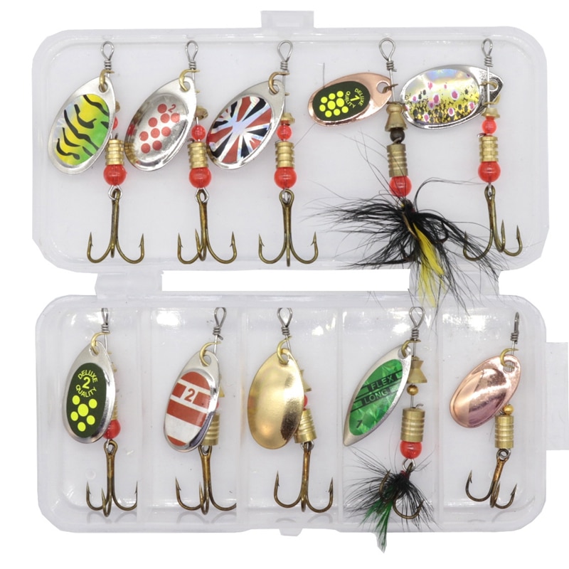 10pcs/set Metal Fishing Lure Spoon Lure With Plastic Fishing Tackle Box Hard  Bait Spinner Bait - Southwest Experiences